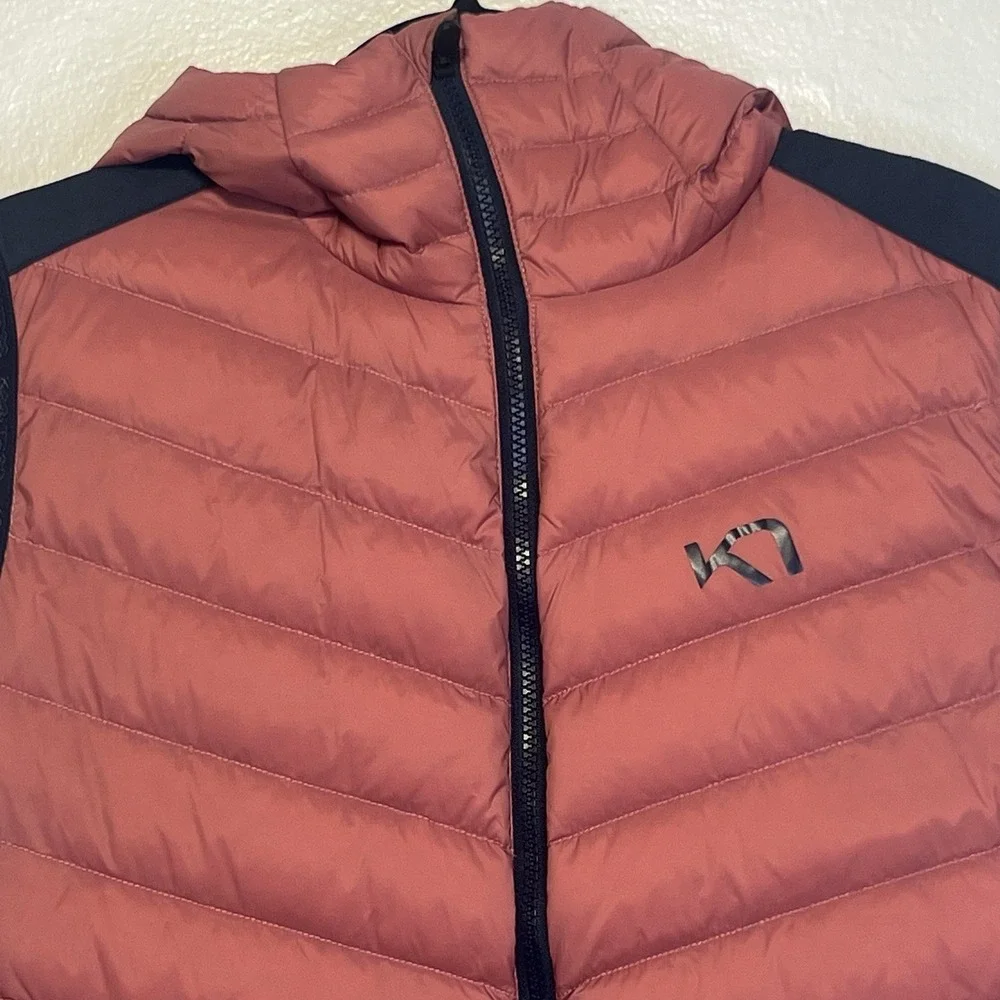 Kari Traa Eva Hybrid Down Vest‎ Women L  Hooded Puffer Quilted Insulated